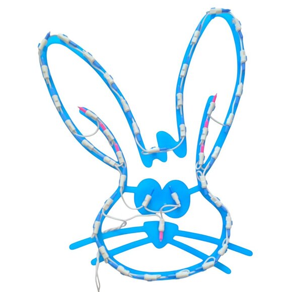 Vintage Easter Lighted Bunny Face & Pink Egg Light Up Decoration Mini Lights - Picture 8 of 9